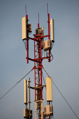 relay tower with antennas and gain modules