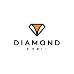 diamond with fox head concept logo design