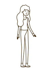 young woman in white background avatar character