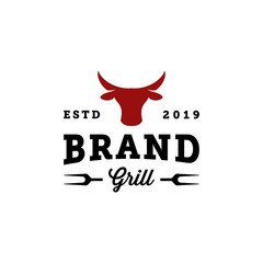 bbq grill food vector logo design