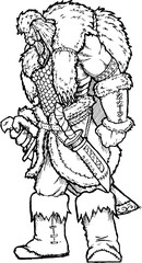 Plakat Coloring page Viking sword cartoon character - vector illustration .EPS10