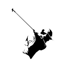 Golf player, abstract isolated vector silhouette. Golf swing icon