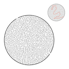 Difficult big maze. Game for kids and adults. Puzzle for children. Labyrinth conundrum. Find the right path. Flat vector illustration.