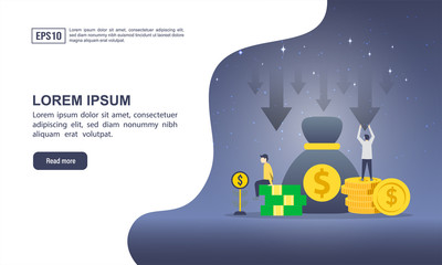 Vector illustration concept of cost reduction with character. Modern illustration conceptual for banner, flyer, promotion, marketing material, online advertising, business presentation