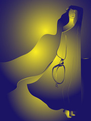 illustration with the image of a beautiful girl in the moonlight, symbolizes the zodiac sign
