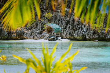 Hidden or Star Beach with sporadic accommodation in pure paradise nature in Matinloc Island in El...