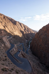 Panorama view on the mountain pass in Dades Gorges, Atlas Mountains, Morocco