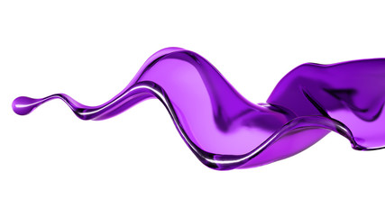 A splash of transparent liquid of a purple color on a white background. 3d illustration, 3d rendering.