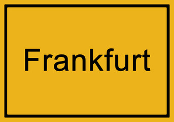 Typical german yellow city sign Frankfurt