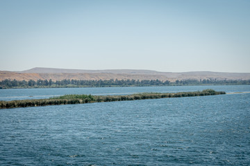 Landscape on the banks of the Nile river. Egypt