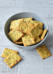 italian crisp bread snack over wooden background