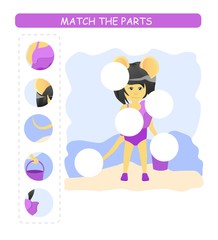 Matching children educational game. Match parts of cartoon mouse. Activity for kids and toddlers.