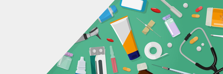 Medikamente Konzept mit weißer Fläche