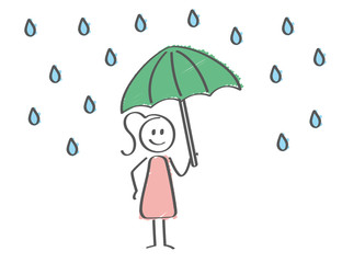 Stick Figure - woman with umbrella protection