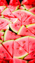 Watermelon pattern. Sliced watermelon with seed. Summer fruit background. Flat lay. Top view