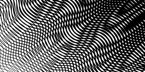 Contrast Moire effect vector background. Monochrome plastic Optical Illusion. Black Lines Blending. Can be used as design of cover books, websites, accessories for phones and tablet, mobile