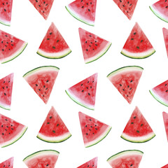 Watermelon Watercolor Fruits Citrus Pattern Digital paper seamless illustration set of summer botanical decorations greeting card design
