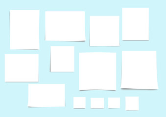 White blank post-it notes or white paper notes vector illustration