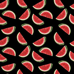 Watermelon Watercolor Fruits Citrus Pattern Digital paper seamless illustration set of summer botanical decorations greeting card design