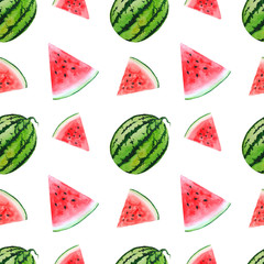 Watermelon Watercolor Fruits Citrus Pattern Digital paper seamless illustration set of summer botanical decorations greeting card design