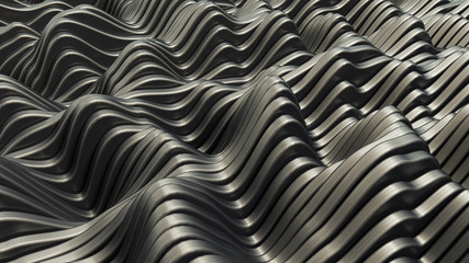 Metal background with lines. 3d illustration, 3d rendering.