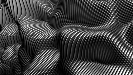 Metal background with lines. 3d illustration, 3d rendering.