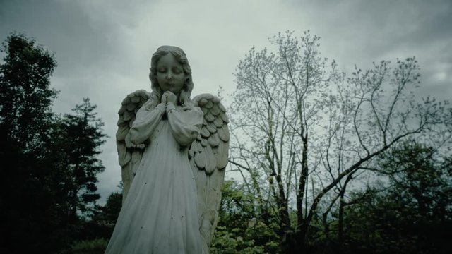 Gothic Angel Statue with Storm Time Lapse