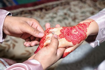 person showing mehndi tattoo