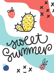 Vector summer doodle poster with phrase