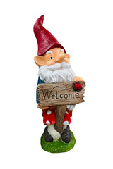Funny garden dwarf on white background. Garden Gnomes isolated on white background