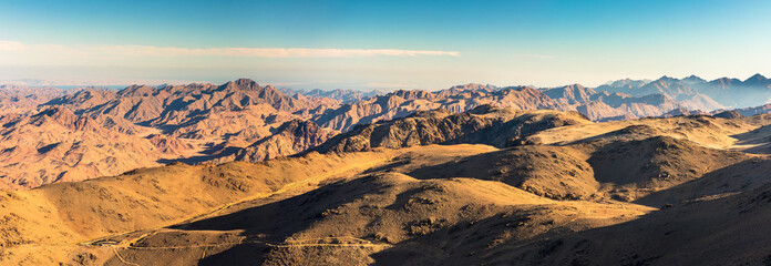 Fototapeta na wymiar Panorama of Sand and rock desert Sinai, Egypt, Africa