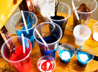 transparent glasses with liquid paints