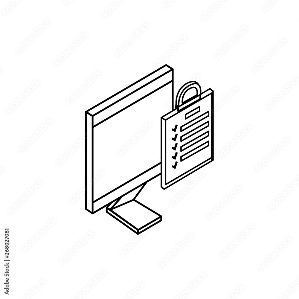 Poster desktop computer with checklist