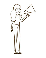 young woman with megaphone in the hand