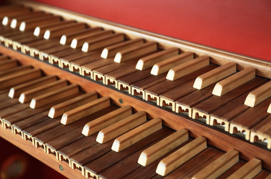 Detail of classic organ piano keyboard