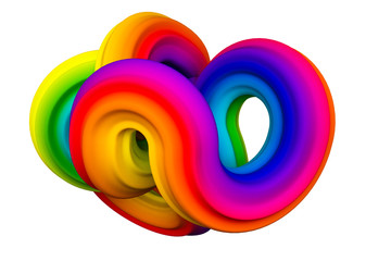 Abstract rainbow shape. 3d illustration, 3d rendering.