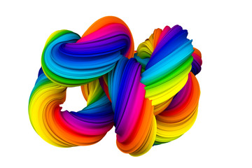 Abstract rainbow shape. 3d illustration, 3d rendering.