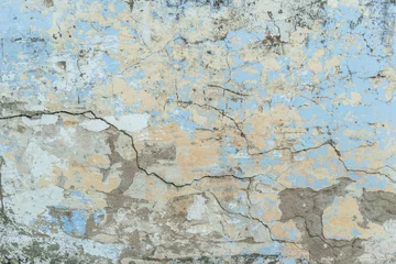 Photo sur Plexiglas Vieux mur texturé sale fond d& 39 un vieux mur minable peint en jaune et bleu