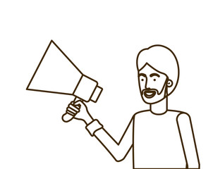 young man with megaphone in the hand
