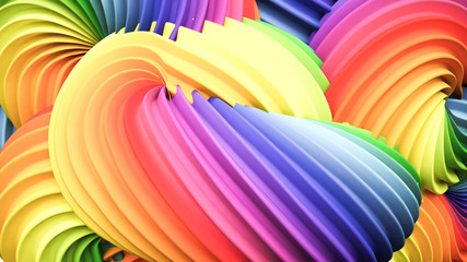 Abstract rainbow pastel shape. 3d illustration, 3d rendering.