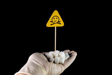 Diabetic nutrition control concept: Sign of danger of death over sugar