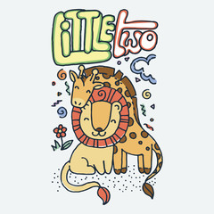 Cute cartoon animal. Vector clip art illustration for children design, cards, prints, coloring books