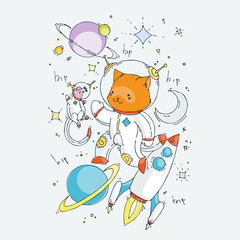 Cute cartoon animal. Vector clip art illustration for children design, cards, prints, coloring books