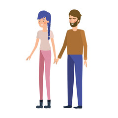 young couple in white background avatar character
