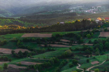 Fototapeta na wymiar Sunset view from Rhodope mountain, Bulgaria