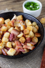Traditional dish of Spanish cuisine - migos from bread.
