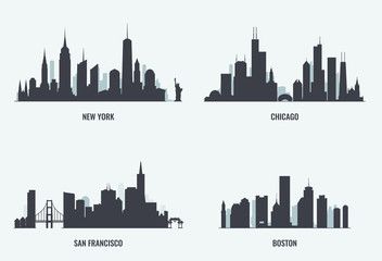 USA cities skylines set.