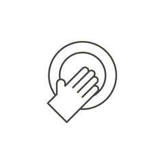 Obraz premium Cleaning, scrubbing dishes, arm vector icon. Simple element illustration from UI concept.