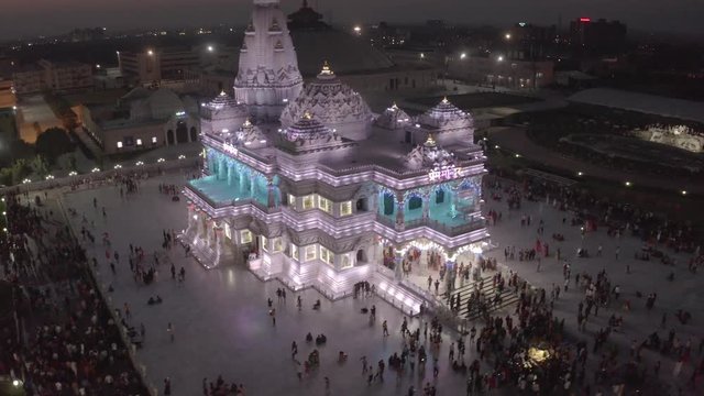 Vrindavan, city of 5000 temples. India, 4k aerial ungraded