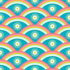 Rainbow and sun vector ackground